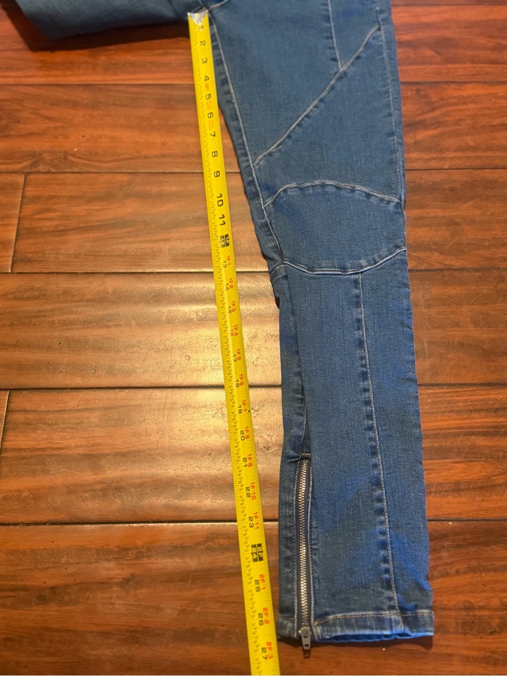 We The Free Mid Blue Paneled Skinny Jeans with Ankle Zips - Picture 3 of 8